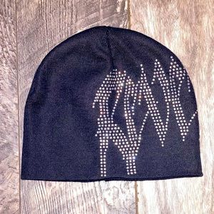 REVENGE BLACK RHINESTONE BEANIE. SIZE FITS ALL. WILLING TO EXCHANGE.